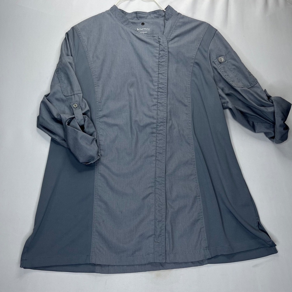 Chef Works Chef Coat Hartford Women XL Gray Poly Cotton Mesh Zipper BCWLZ005-GRY